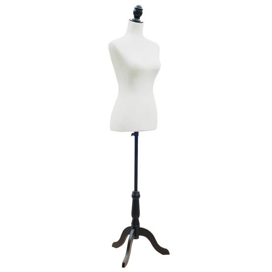 Torse de mannequin, buste de couture, mannequin de vitrine, mousse, bois, métal, blanc - Image 1