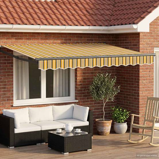 ComfortXL - Store banne motorisé électrique aluminium terrasse Jaune Gris Anthracite 2,5x2m - ComfortXL Outdoor Living - Image 1