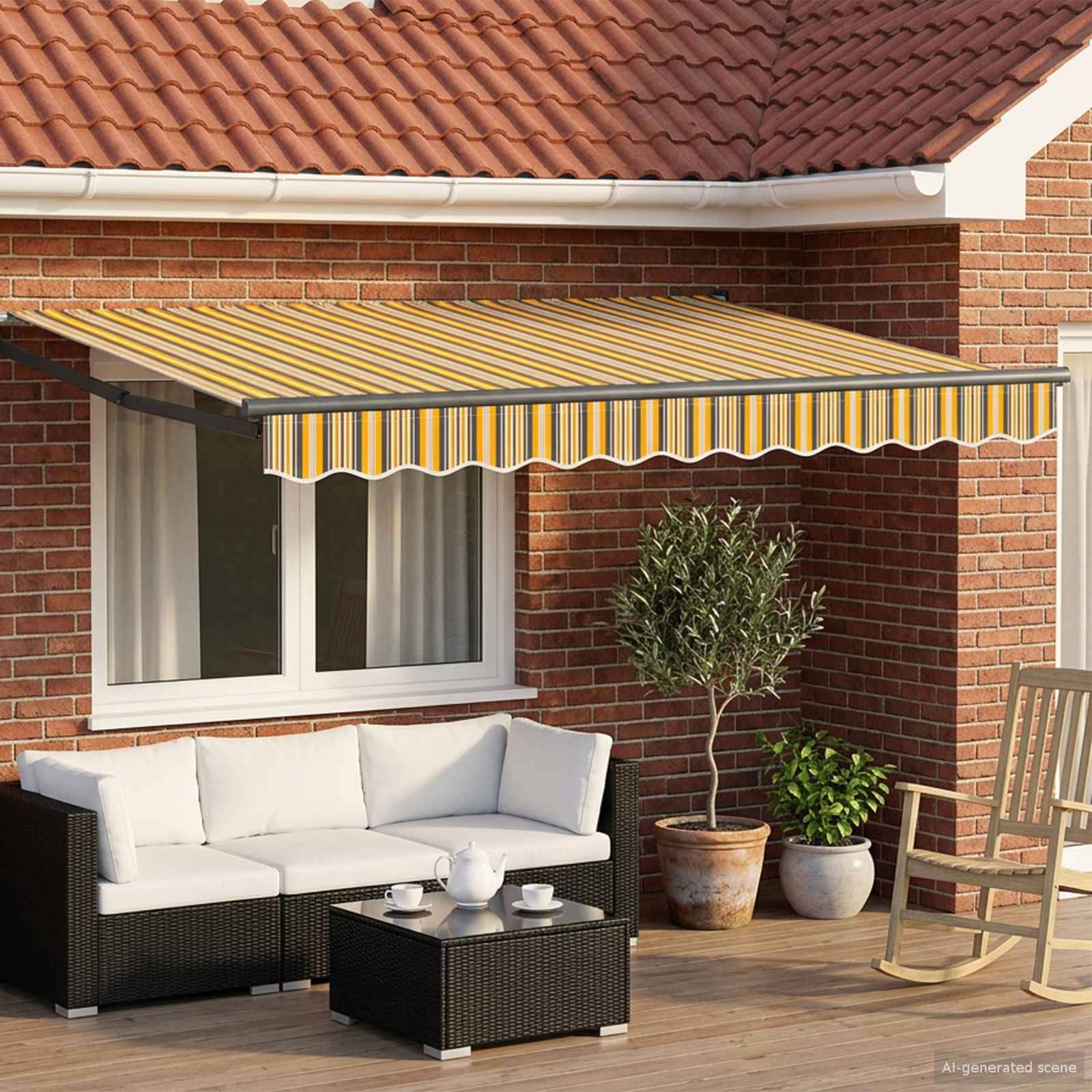 ComfortXL - Store banne motorisé électrique aluminium terrasse Jaune Gris Anthracite 2,5x2m - ComfortXL Outdoor Living - Image 1