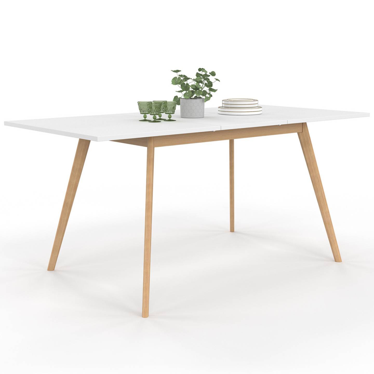 Table scandinave extensible rectangle INGA 4-8 personnes blanche 110-150 cm - Image 2