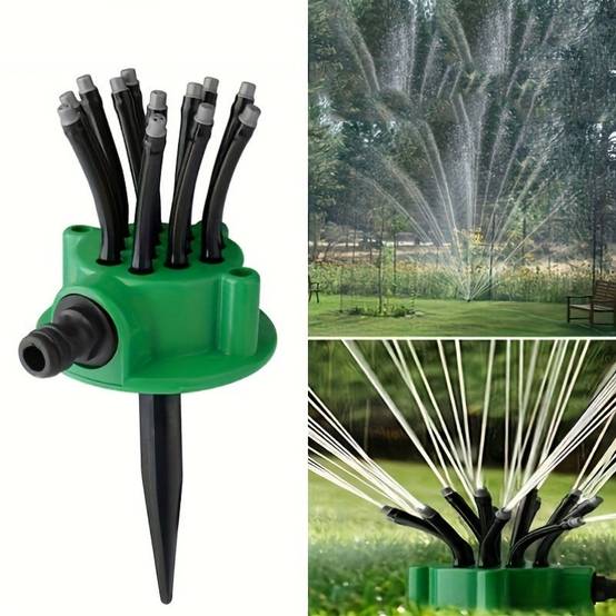 Arroseur de jardin automatique multi-têtes à 360 degrés, système d'arrosage de jardin de pelouse, outil d'irrigation de jardin, 9CM*10CM, vert-Lytech - Image 2