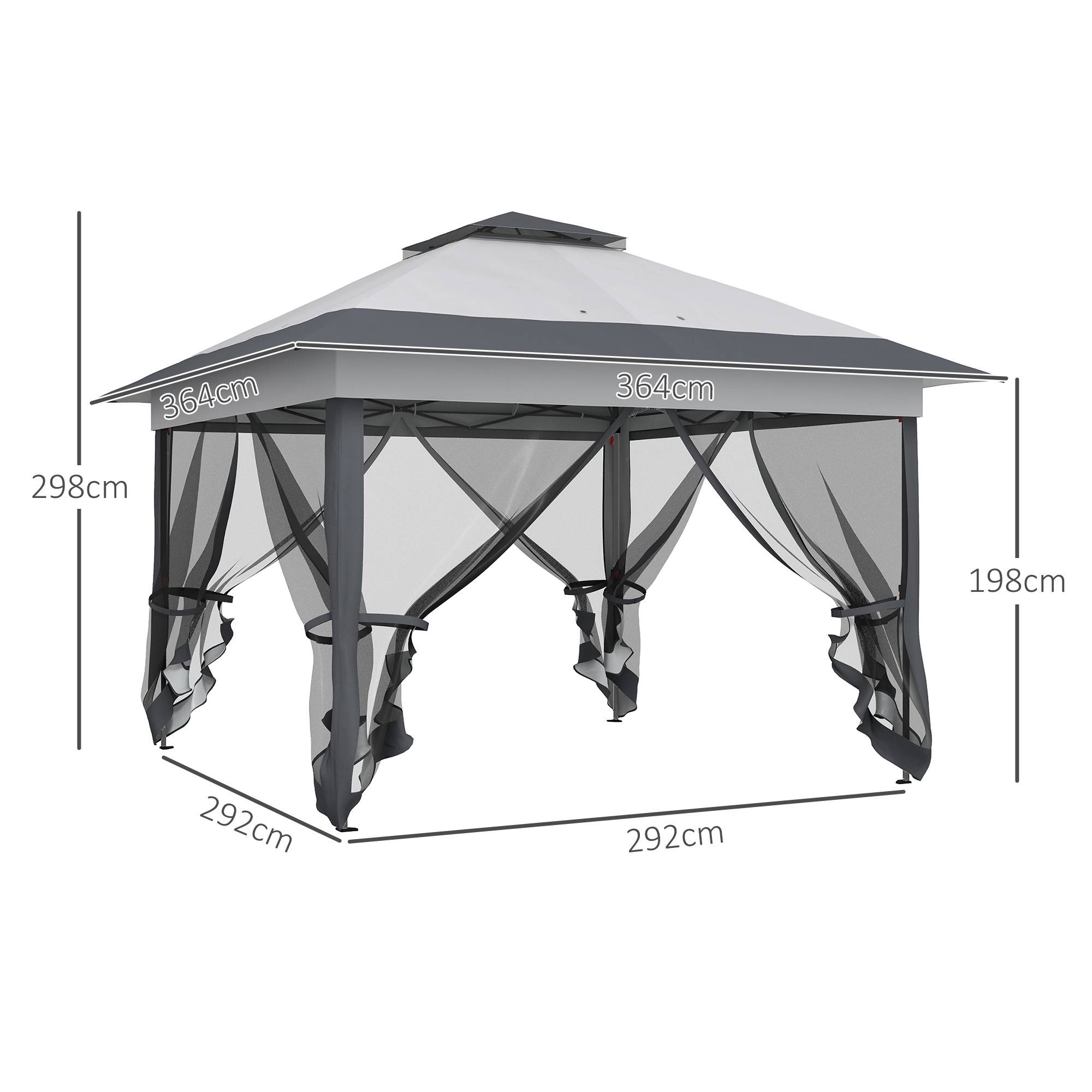 Maison Chic - Tonnelle barnum de jardin pop-up pliant acier 3,64x3,64m moustiquaires sac Métal Gris fr468 - Image 5