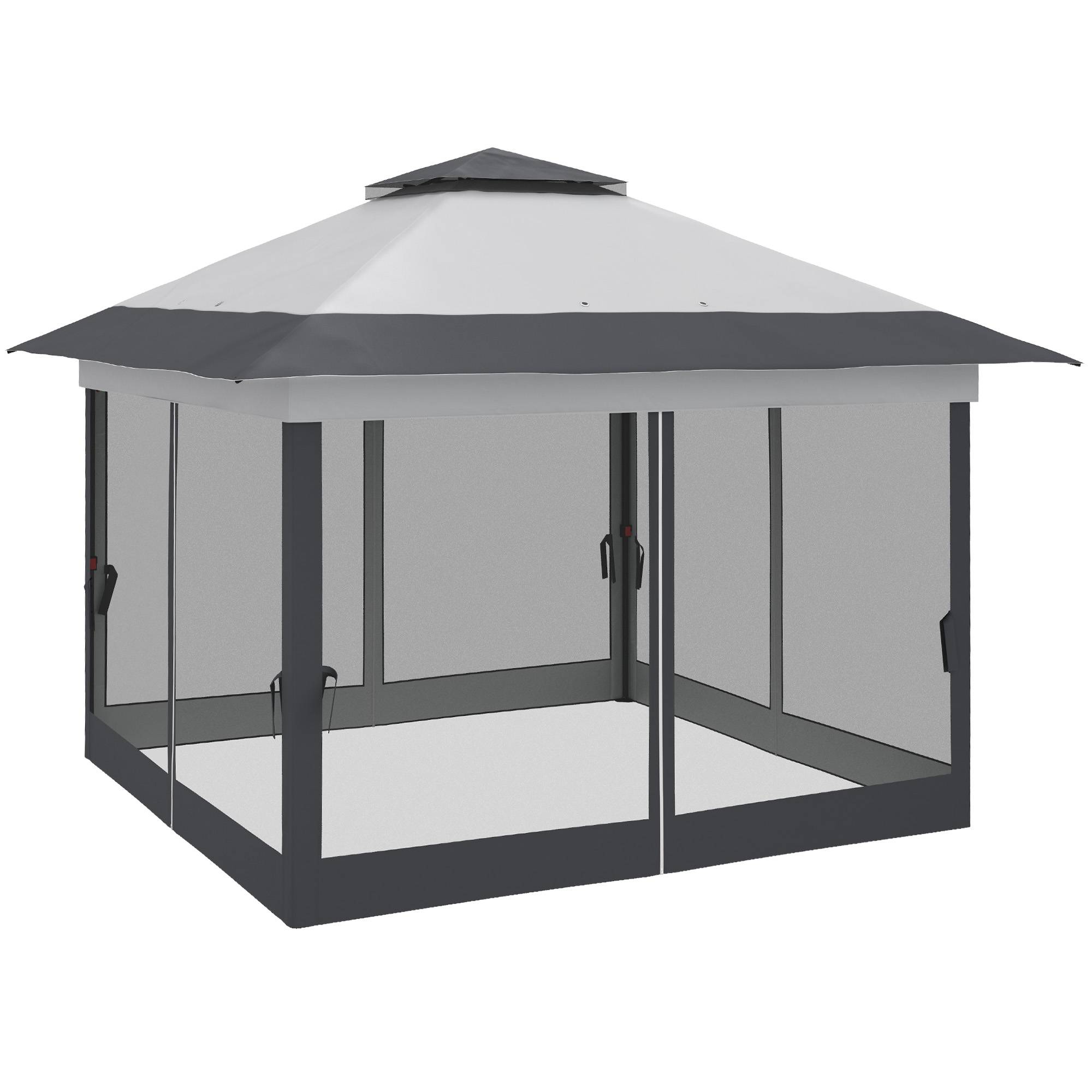 Maison Chic - Tonnelle barnum de jardin pop-up pliant acier 3,64x3,64m moustiquaires sac Métal Gris fr468 - Image 2