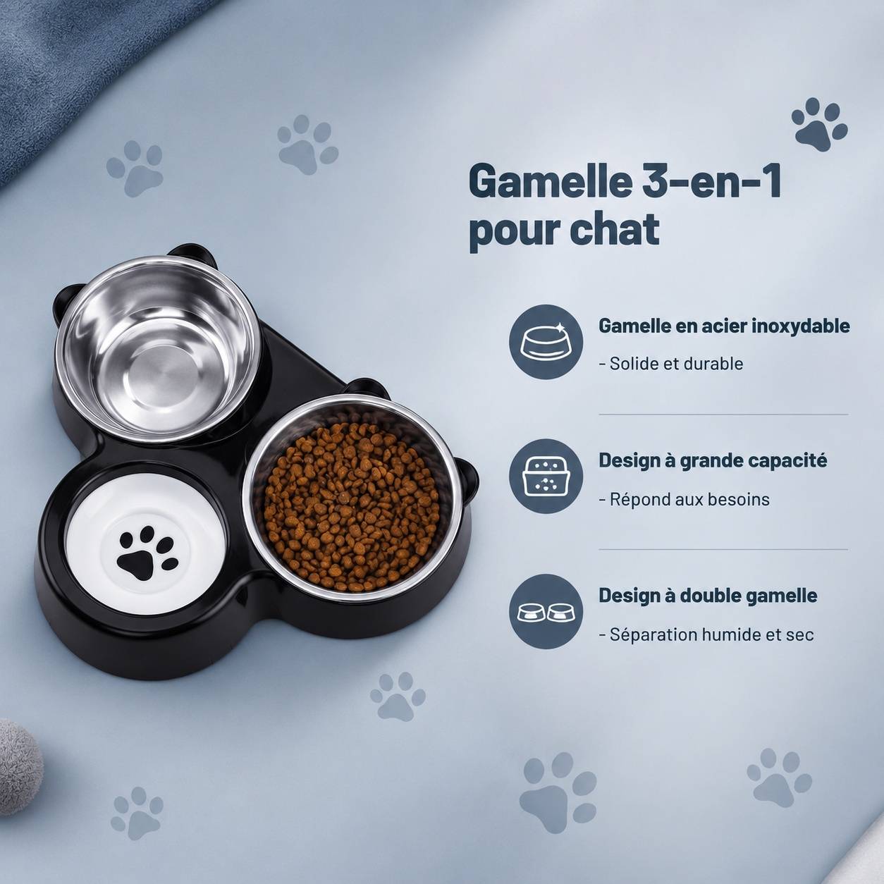 Lot de 4 Bols à Nourriture Bouteille d'Eau Automatique Chat Petit Chien Surélevé Incliné 15° - Image 3