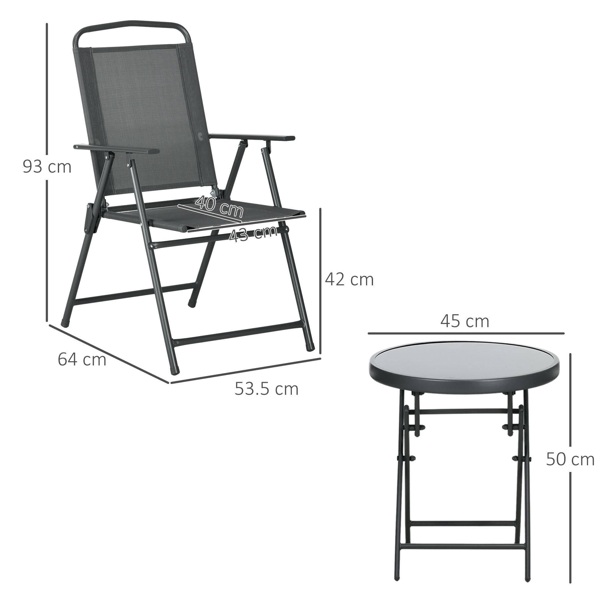 Sans Marque - Ensemble jardin 3 pièces 2 chaises table basse métal gris foncé - Image 5