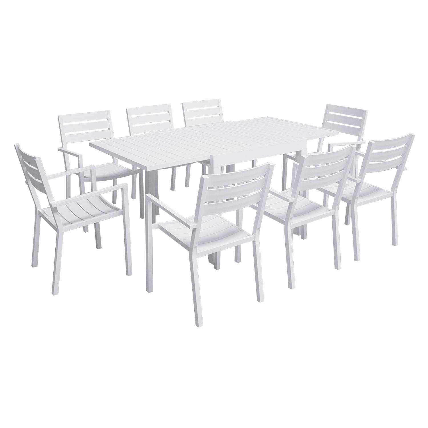 Happy Garden - Salon de jardin VENEZIA extensible 90/180 en aluminium blanc - 8 places - HAPPY GARDEN - Imagen 1