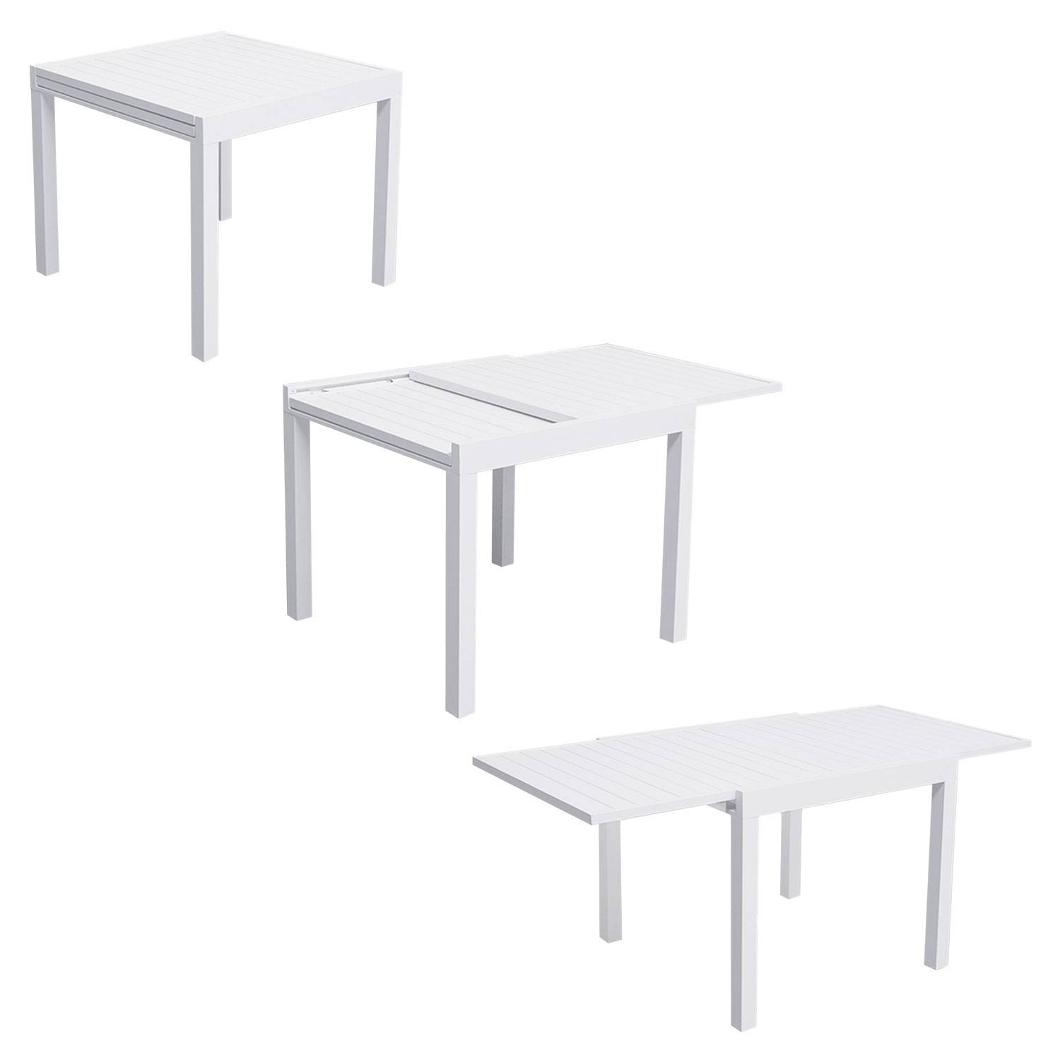 Happy Garden - Salon de jardin VENEZIA extensible 90/180 en aluminium blanc - 8 places - HAPPY GARDEN - Imagen 2
