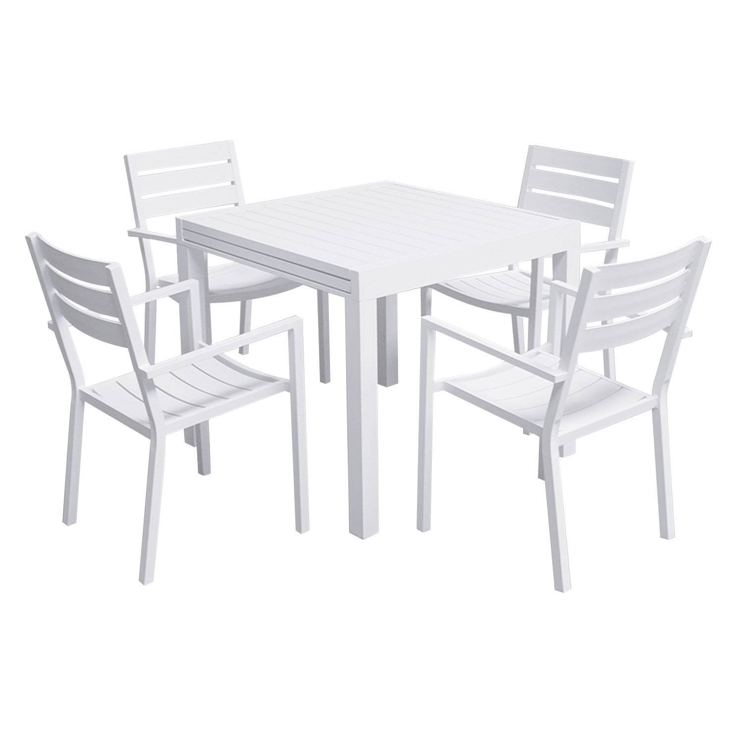 Happy Garden - Salon de jardin VENEZIA extensible 90/180 en aluminium blanc - 8 places - HAPPY GARDEN - Imagen 3