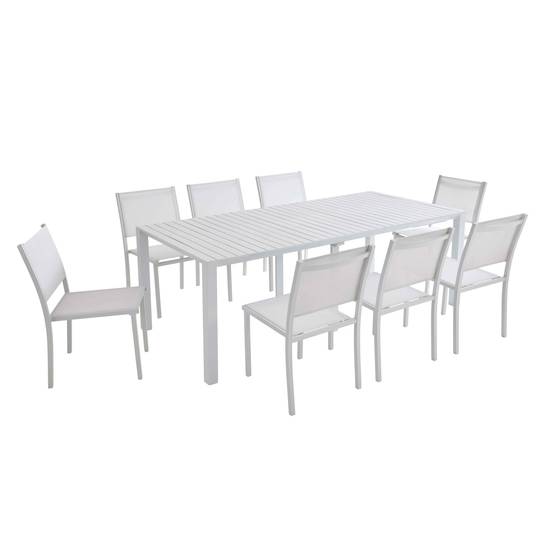 Oviala - Ensemble table extensible et 8 chaises de jardin en aluminium blanc Extensia - Oviala - Image 1