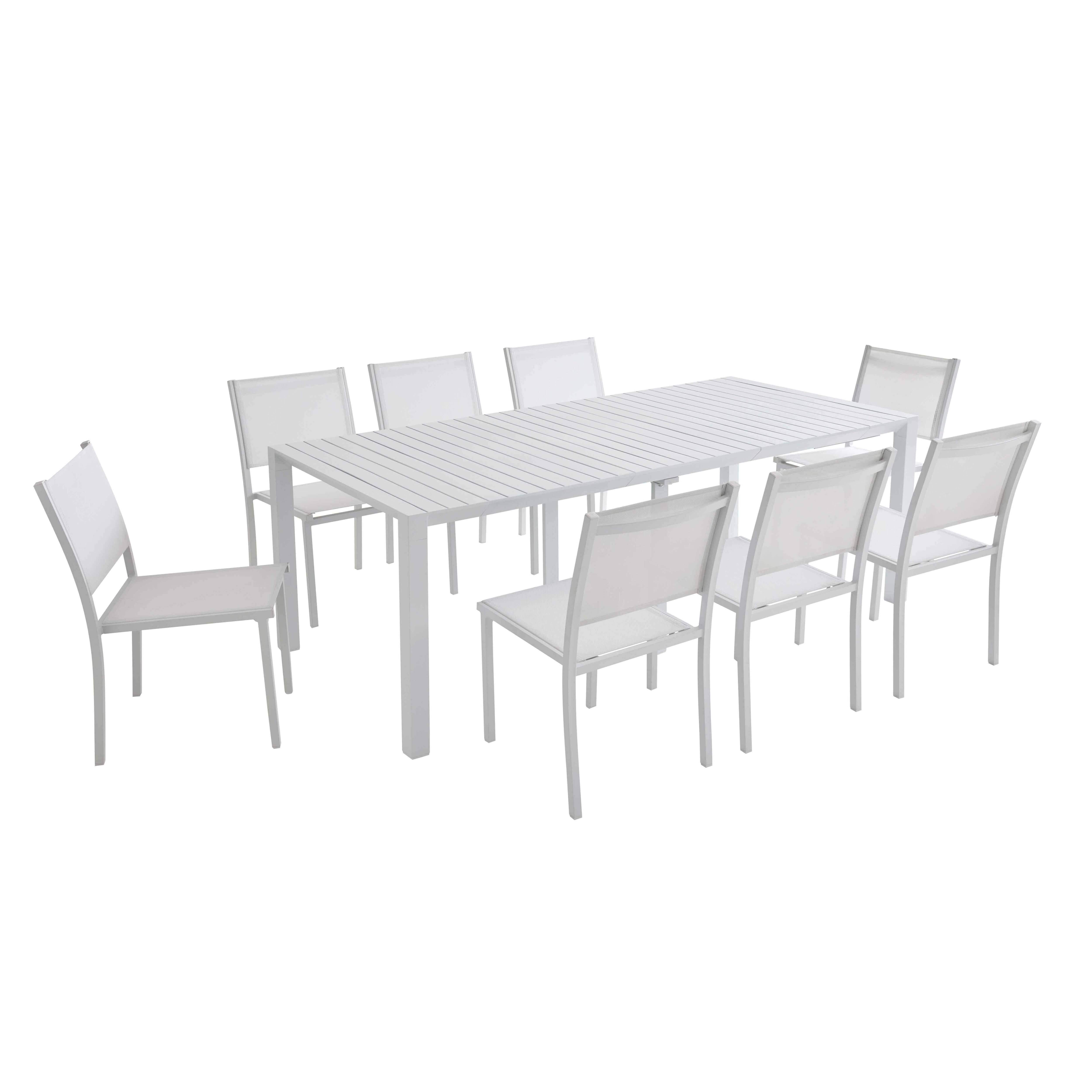 Oviala - Ensemble table extensible et 8 chaises de jardin en aluminium blanc Extensia - Oviala - Image 1
