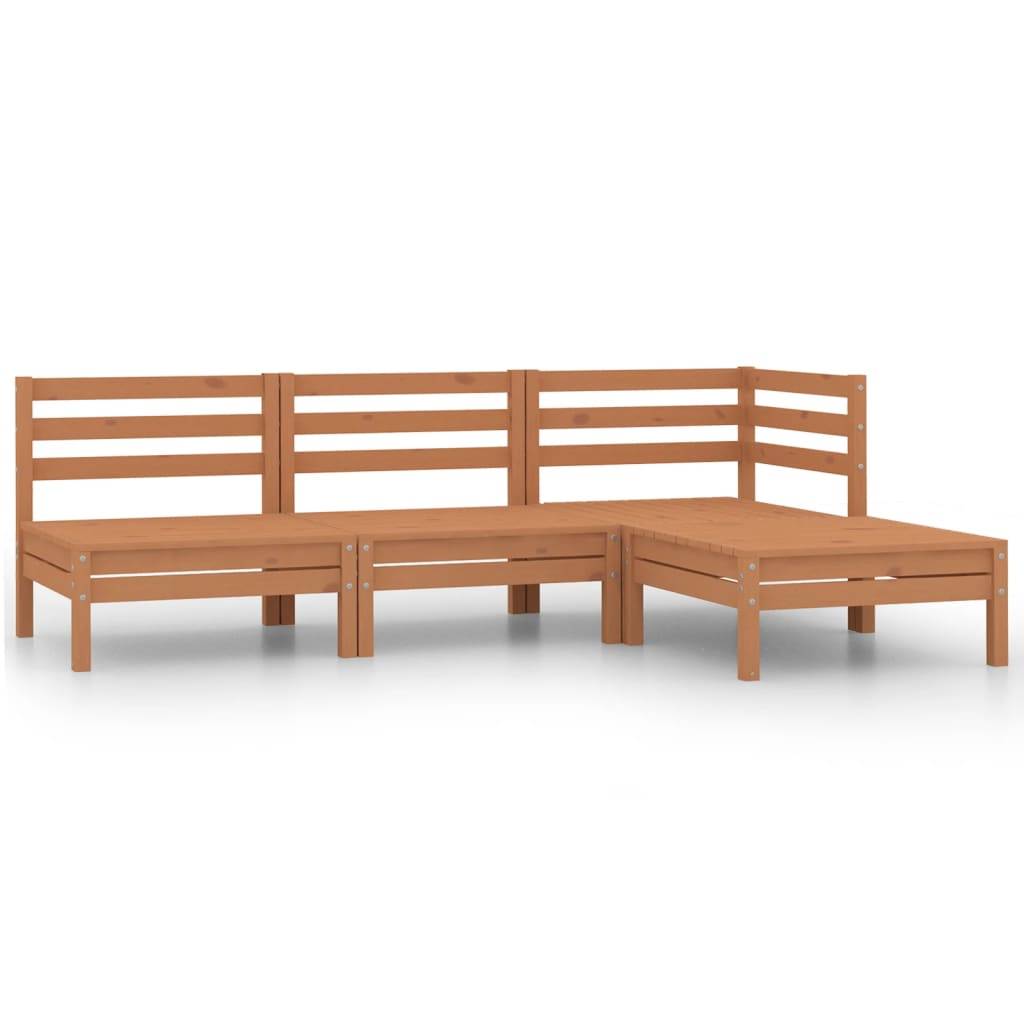 Helloshop26 - Salon de jardin meuble d'extérieur ensemble de mobilier 4 pièces bois de pin massif marron miel - Imagen 1