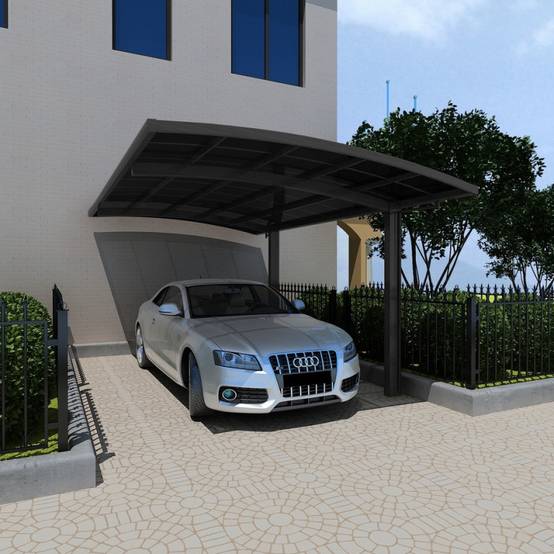 X-Metal - Carport autoportant 15m² aluminium polycarbonate gris anthracite Falcon X-Metal avec kit fixation - Image 1