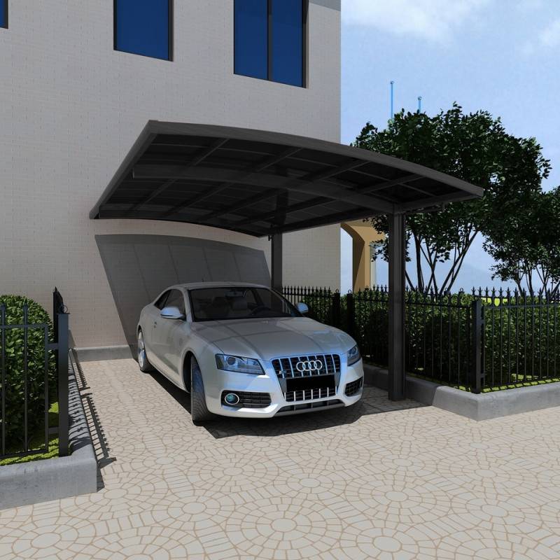 X-Metal - Carport autoportant 15m² aluminium polycarbonate gris anthracite Falcon X-Metal avec kit fixation - Image 1