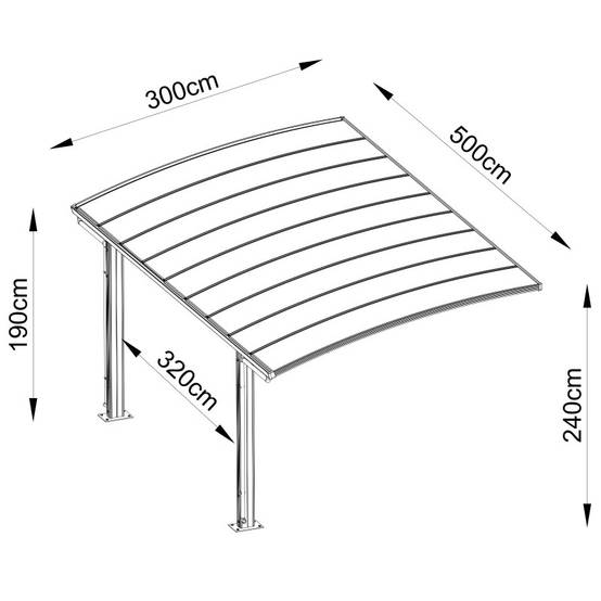 X-Metal - Carport autoportant 15m² aluminium polycarbonate gris anthracite Falcon X-Metal avec kit fixation - Image 3