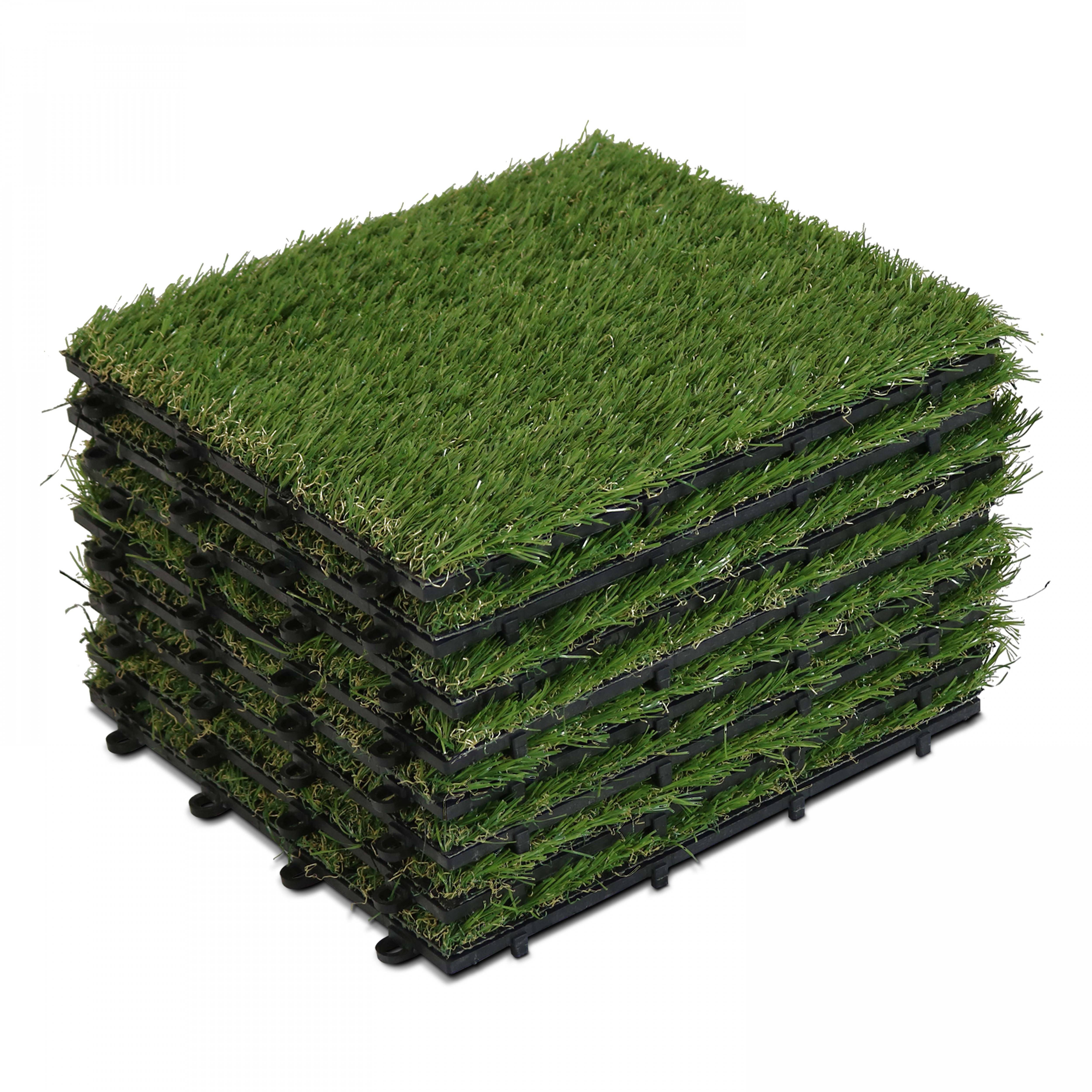 Oviala - Lot de 8 dalles clipsables en gazon artificiel Arena - Oviala - Imagen 1