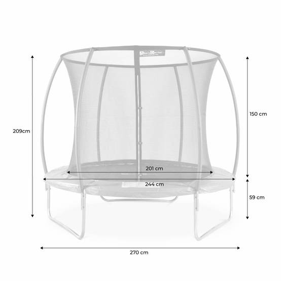 sweeek - Trampoline rond Ø 250cm gris avec filet de protection intérieur - Pluton Inner – Nouveau modèle - trampoline de jardin 2.50 m 250 cm |Qualité | sweeek - Image 6