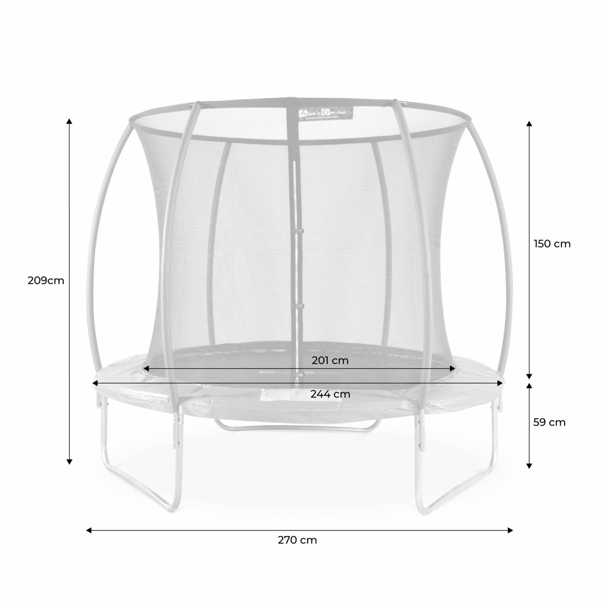 sweeek - Trampoline rond Ø 250cm gris avec filet de protection intérieur - Pluton Inner – Nouveau modèle - trampoline de jardin 2.50 m 250 cm |Qualité | sweeek - Image 6