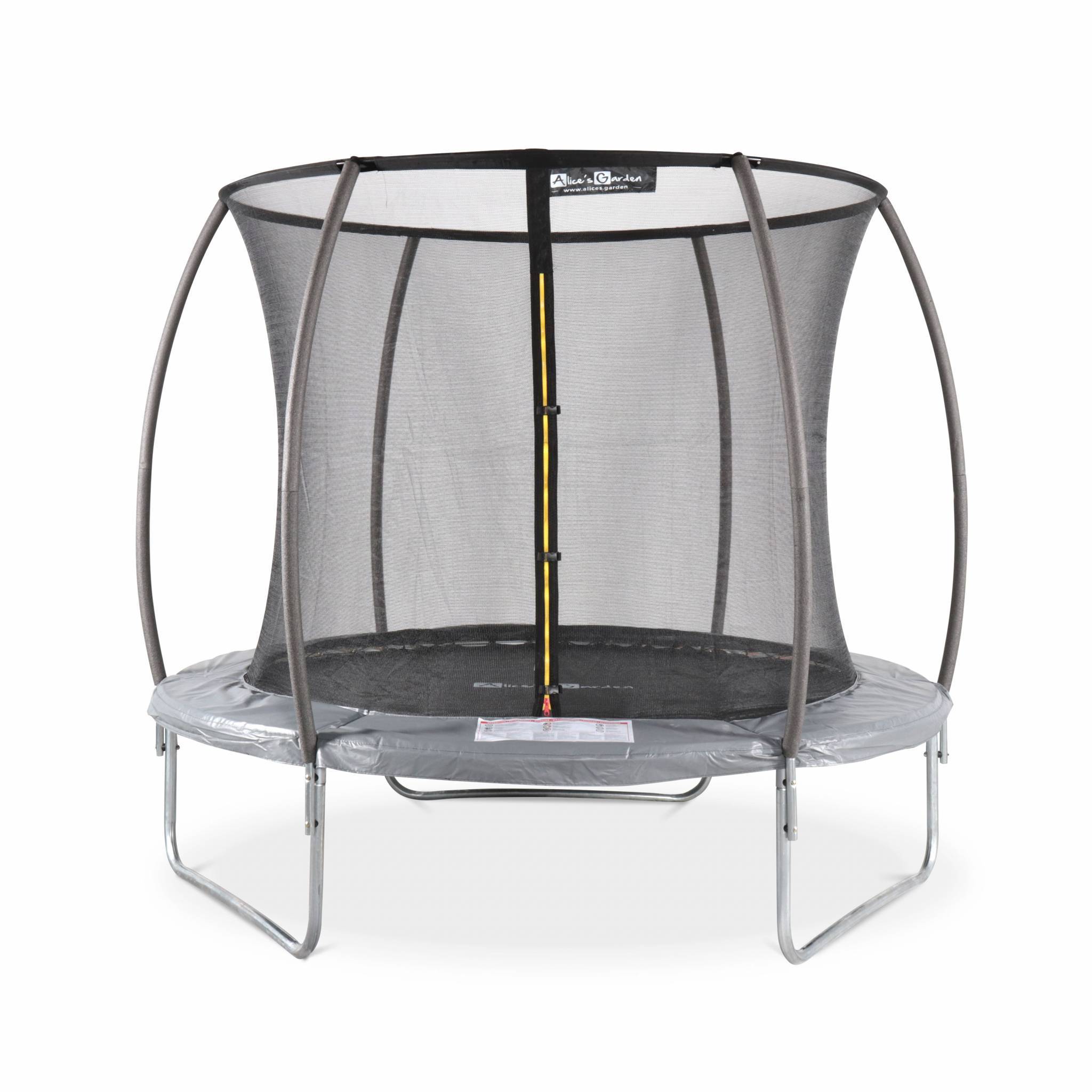 sweeek - Trampoline rond Ø 250cm gris avec filet de protection intérieur - Pluton Inner – Nouveau modèle - trampoline de jardin 2.50 m 250 cm |Qualité | sweeek - Image 1