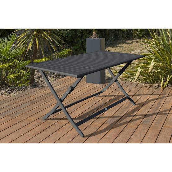 Table de jardin pliante en aluminium - Gris anthracite - MARIUS - Image 5