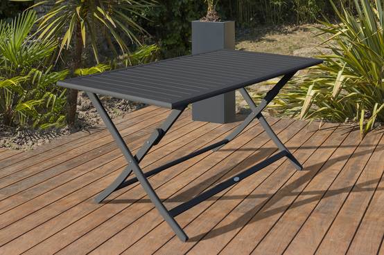 Table de jardin pliante en aluminium - Gris anthracite - MARIUS - Image 1