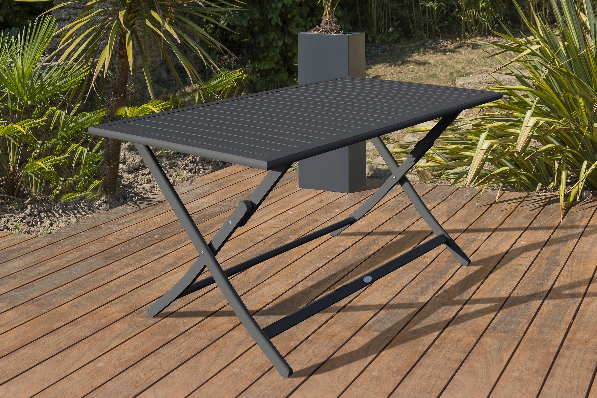 Table de jardin pliante en aluminium  - Gris anthracite - MARIUS - Image 1