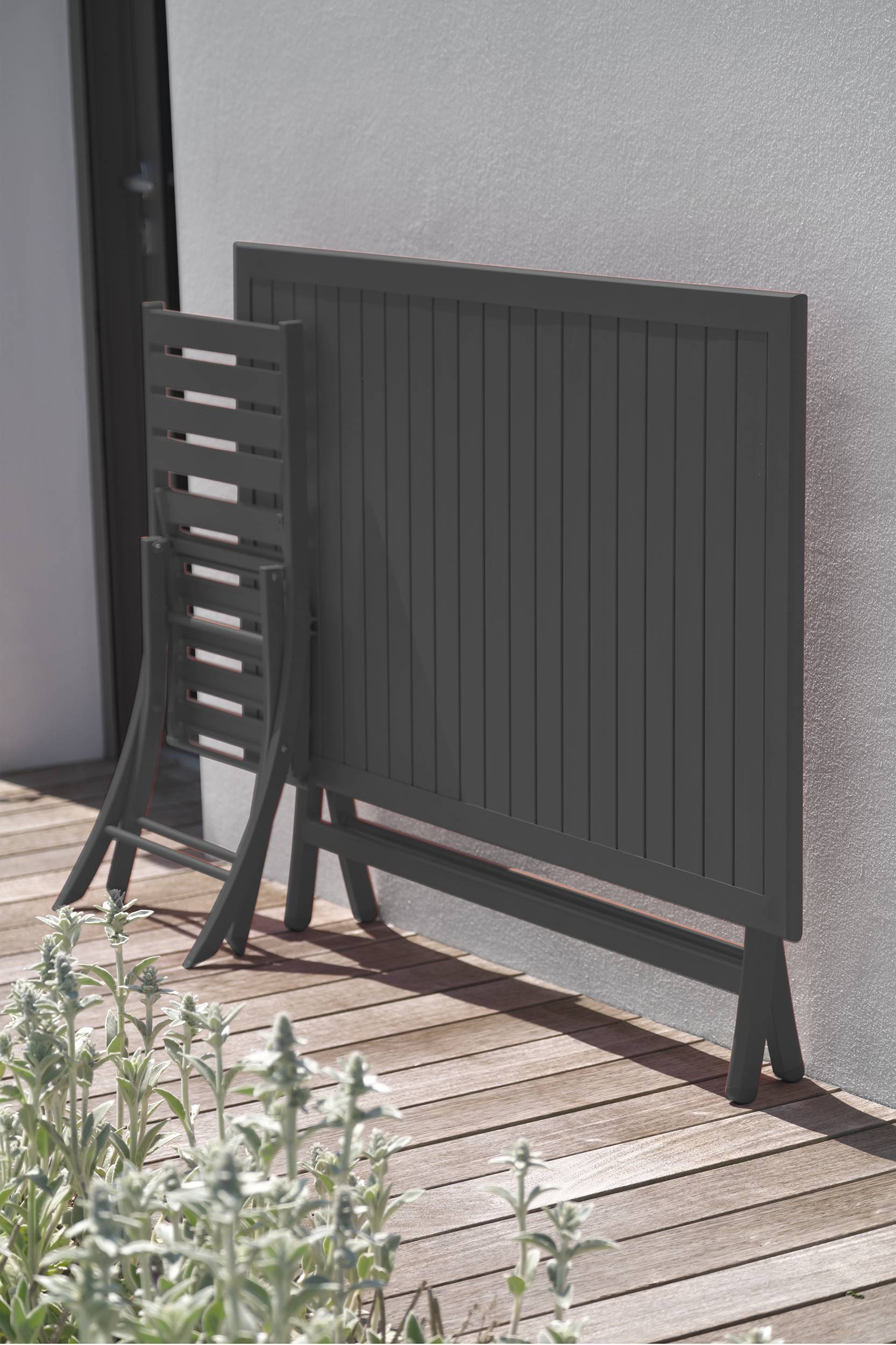Table de jardin pliante en aluminium  - Gris anthracite - MARIUS - Image 2