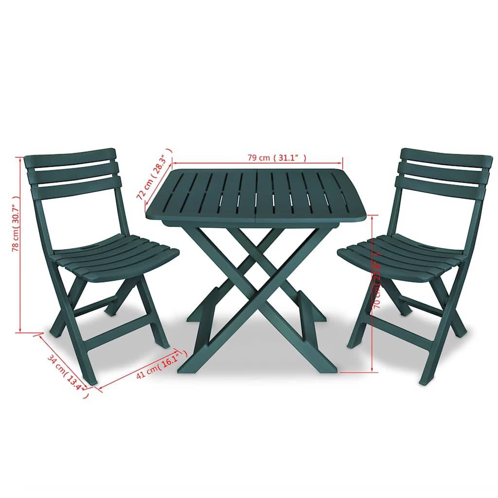 Vidaxl - Ensemble de bistro pliable 3 pcs-Salons de jardin Plastique Vert - Image 9