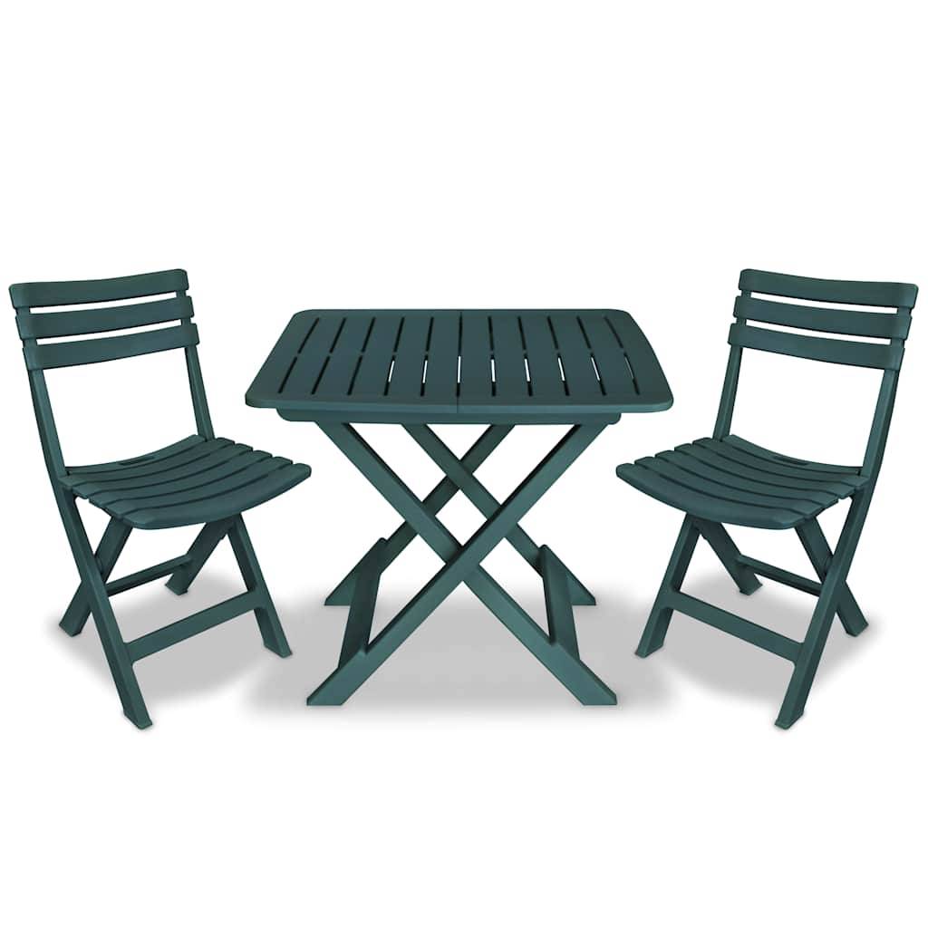 Vidaxl - Ensemble de bistro pliable 3 pcs-Salons de jardin Plastique Vert - Image 1