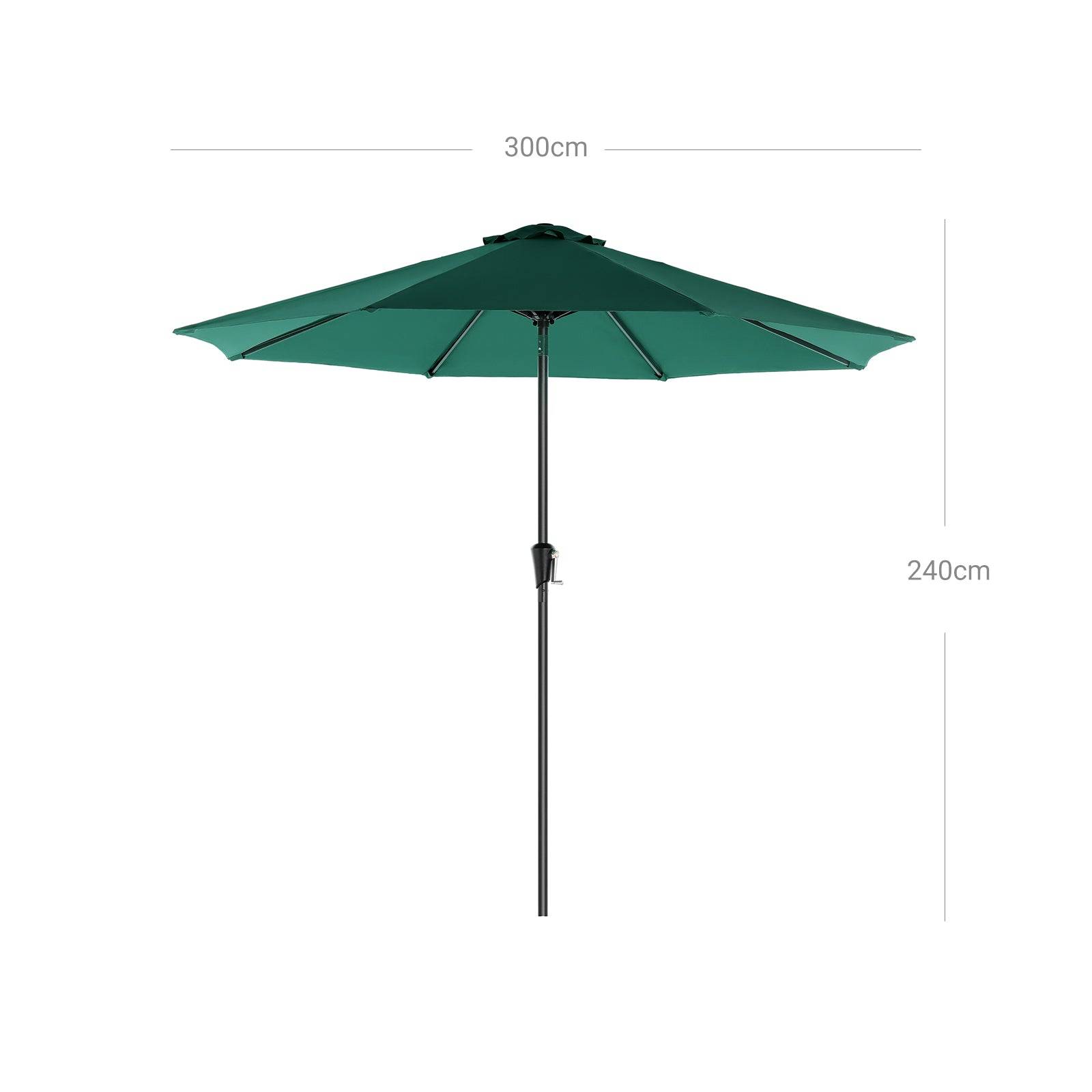 Helloshop26 - Parasol de jardin ø3 m ombrelle protection UPF 50+ toile polyester octogonale inclinable manivelle balcon terrasse piscine plage sans socle vert foncé - Imagen 4