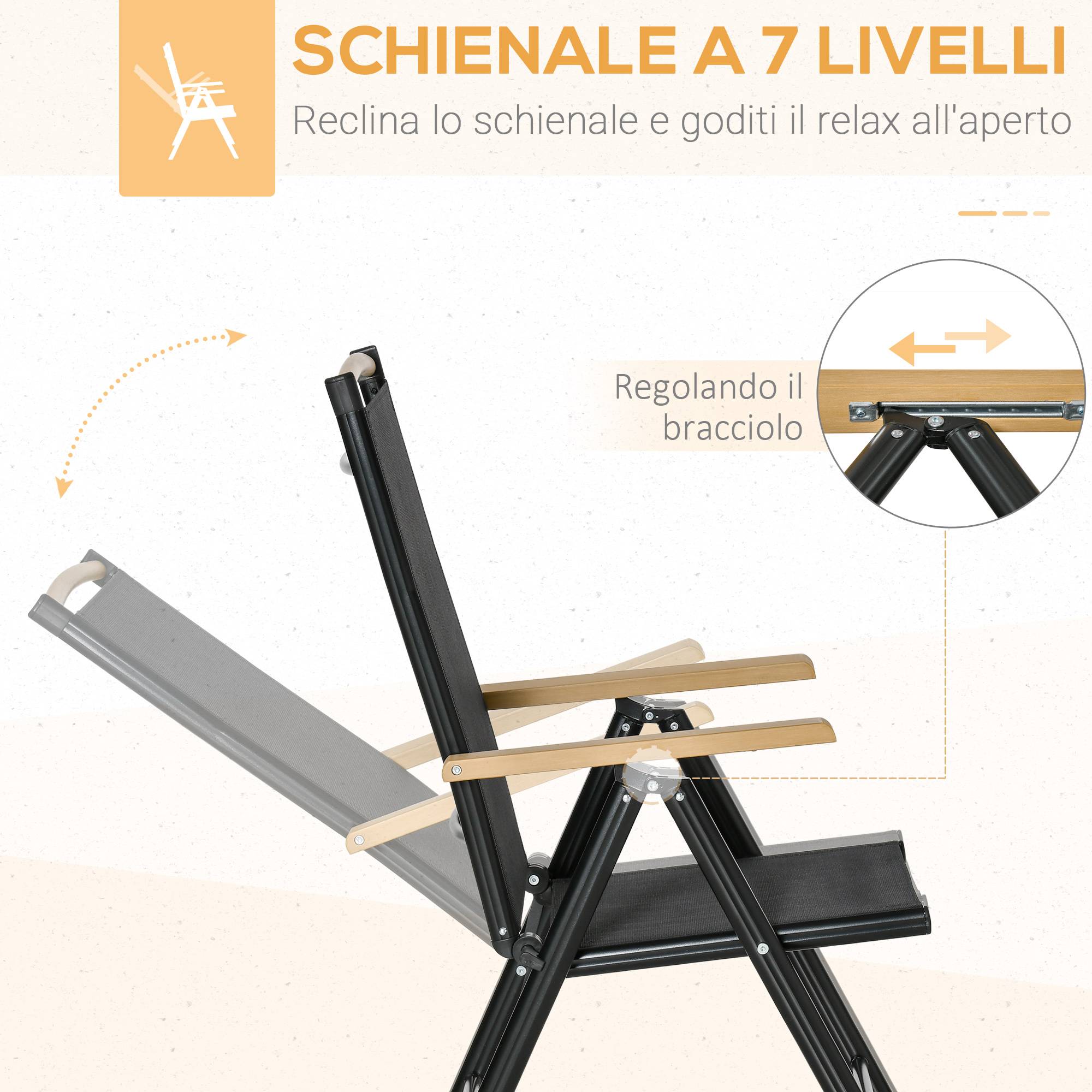 Salon De Jardin 7 Pièces Aluminium Textilène Chaises Pliables Noir 190cm - ComfortXL Outdoor Living - Image 6
