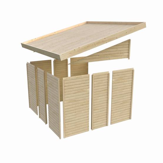 Abri de jardin adossé bois massif 6,42m² Juist 4 Karibu marron avec embase - Image 5