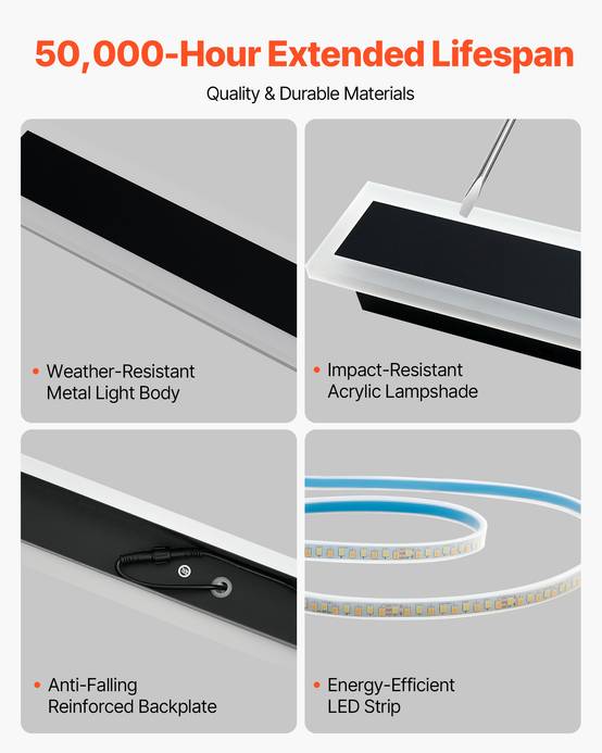 VEVOR Applique Murale d'Extérieur Éclairage Moderne LED 6 W 60 cm Étanche IP65 - Image 6