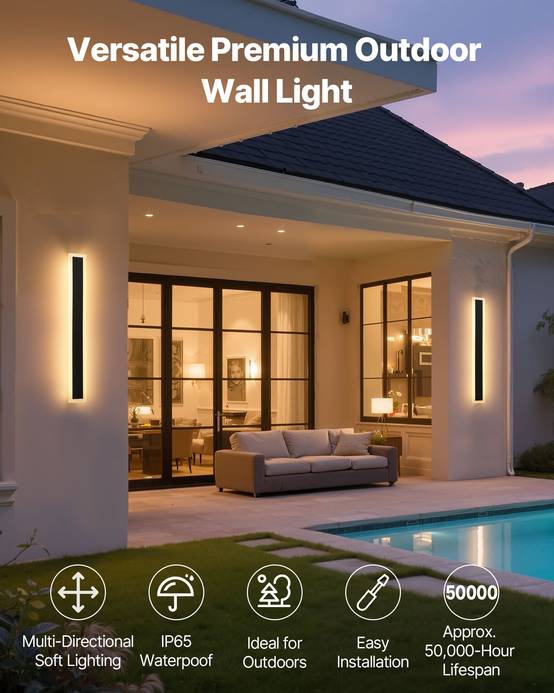 VEVOR Applique Murale d'Extérieur Éclairage Moderne LED 6 W 60 cm Étanche IP65 - Image 2
