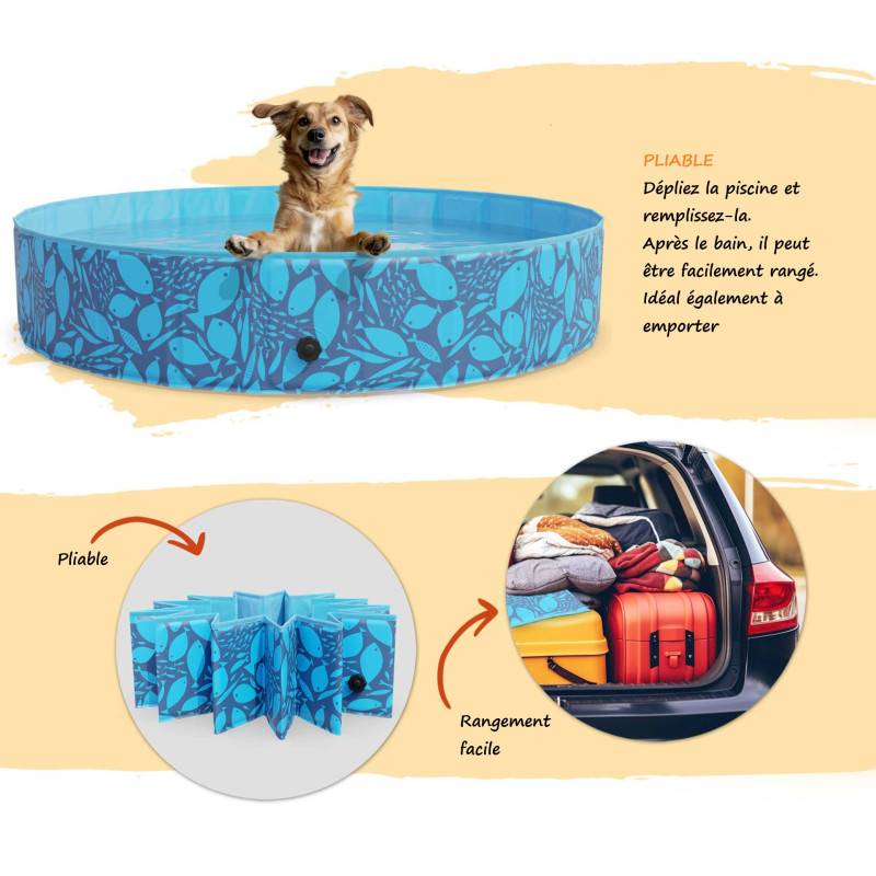 Piscine de Chien Pliable 120x30cm Antidérapant piscine pour animaux - Image 3