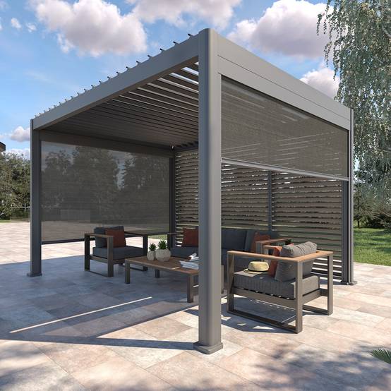 Hesperide - Persienne pour pergola bioclimatique "Evora" - 1/3 côté - 1,2 x 2,3 m Graphite Hespéride - Image 1