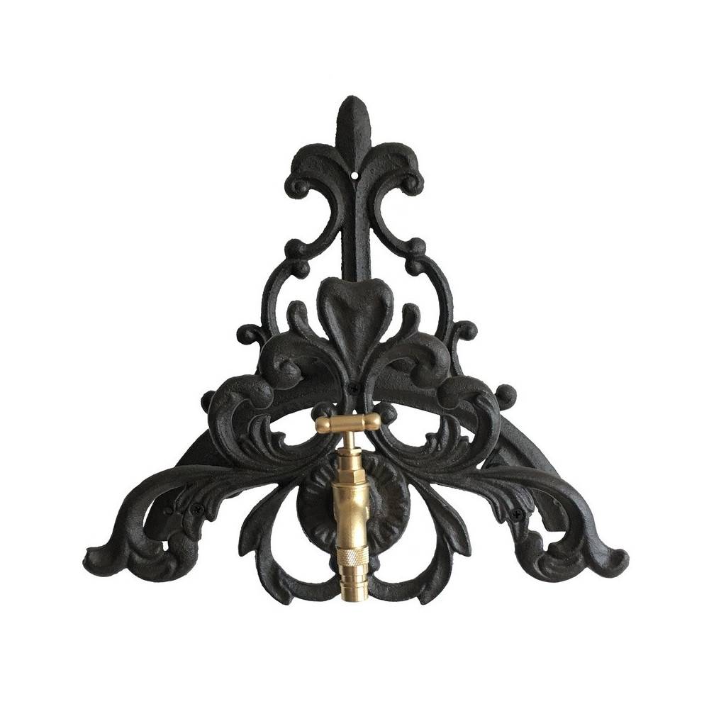 Enrouleur support mural porte tuyau arrosage robinet fonte noire 34cm Chemin de campagne - Imagen 1