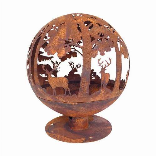 Esschert Design - Brasero rond découpe laser motif forêt couleur rouille - Imagen 3