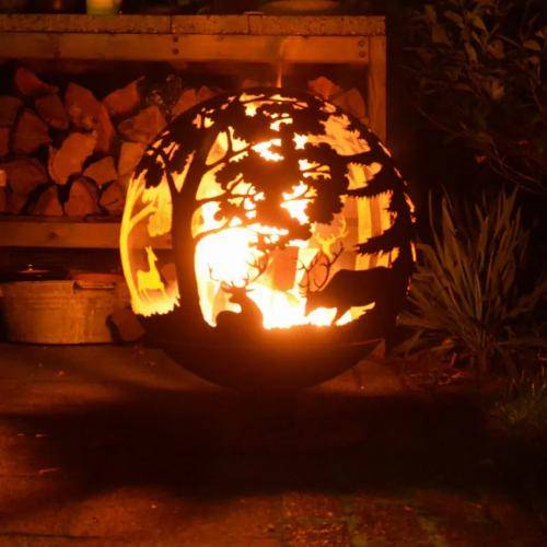 Esschert Design - Brasero rond découpe laser motif forêt couleur rouille - Imagen 2