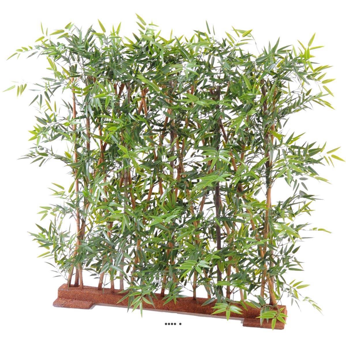 Artificielles - Bambou feuillage PE anti UV en Haie socle bois L110cm H110cm Vert - dimhaut: H 110 cm - couleur: Vert - Imagen 1