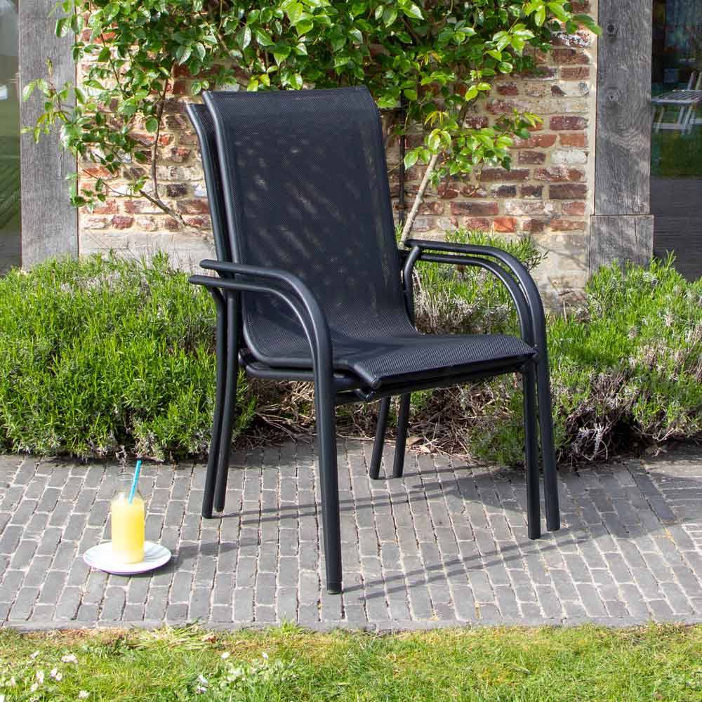 Wilsa Garden - Ensemble de jardin en aluminium et verre 8 P BLACK EDITION avec 8 fauteuils - Imagen 6