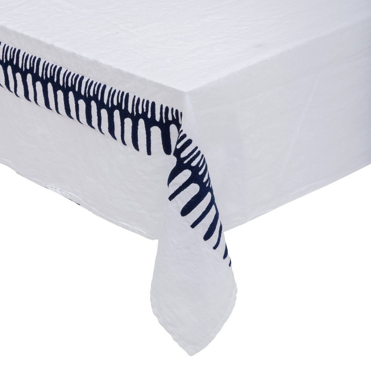 Atmosphera - Nappe broderie "Lizandro" coton et lin 150x300cm blanc - Atmosphera Créateur d'intérieur - Image 2