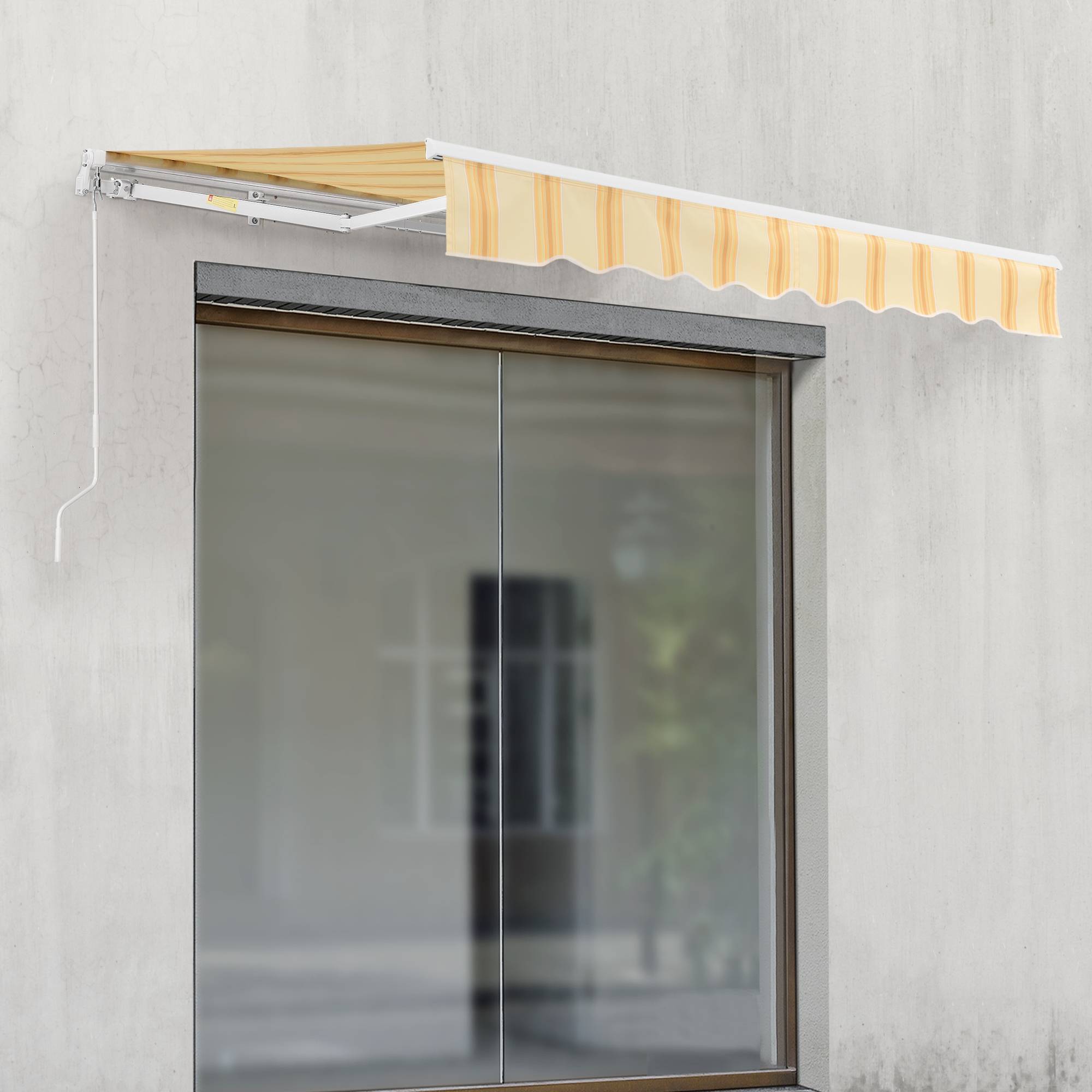 Store Banne Bitonto avec Manivelle 250 x 200 cm Jaune Blanc [en.casa] - Imagen 4