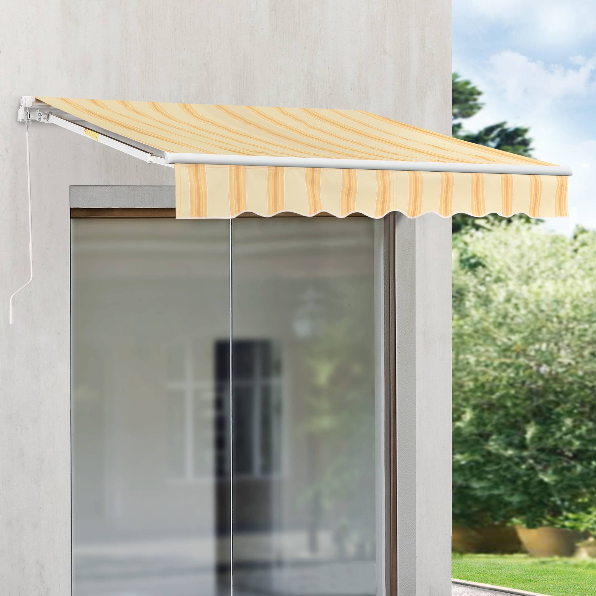 Store Banne Bitonto avec Manivelle 250 x 200 cm Jaune Blanc [en.casa] - Imagen 3