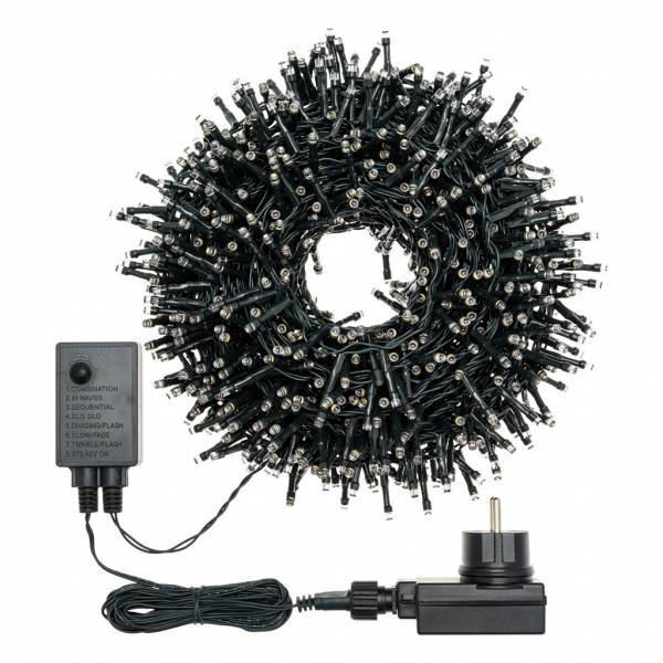Lotti - Guirlande 20m Mini Boa 1000 LED blanc chaud extérieur minuteur 8 modes câble vert foncé  Lotti - Imagen 4