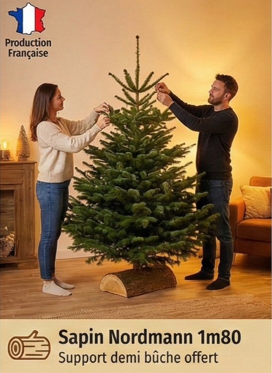 rapidsapin - Sapin de Noël Nordmann naturel 160-180 cm avec support bûche - Image 2