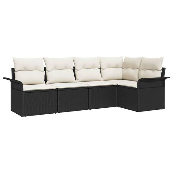 Salon de jardin 5 places en poly rotin avec canapés et rangement Noir – ComfortXL Outdoor Living - Image 2