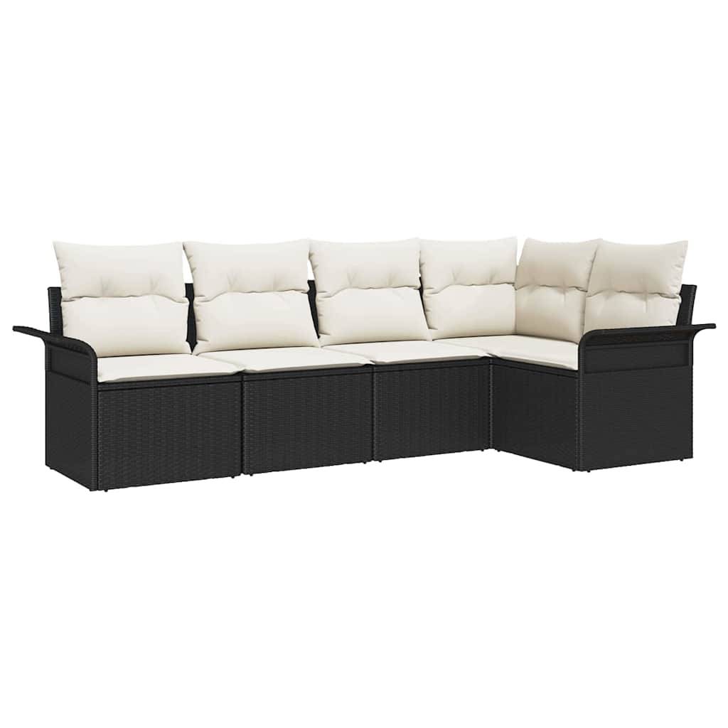Salon de jardin 5 places en poly rotin avec canapés et rangement Noir – ComfortXL Outdoor Living - Image 2