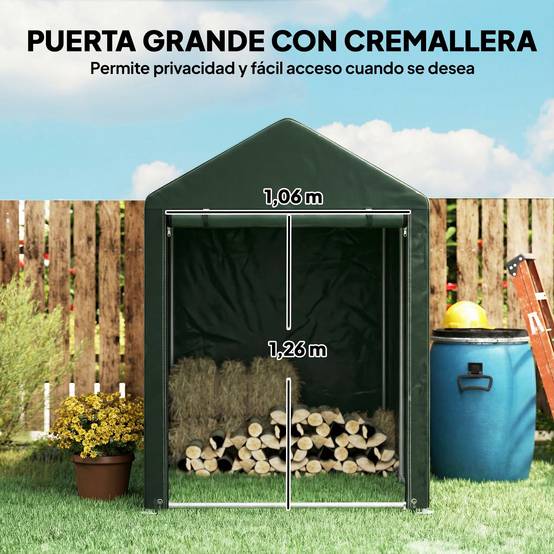 Abri de jardin pour vélos 1,2 x 1,8 x 1,65 m, 2 compartiments, porte zippée, imperméable, résistant aux UV, vert - Image 8