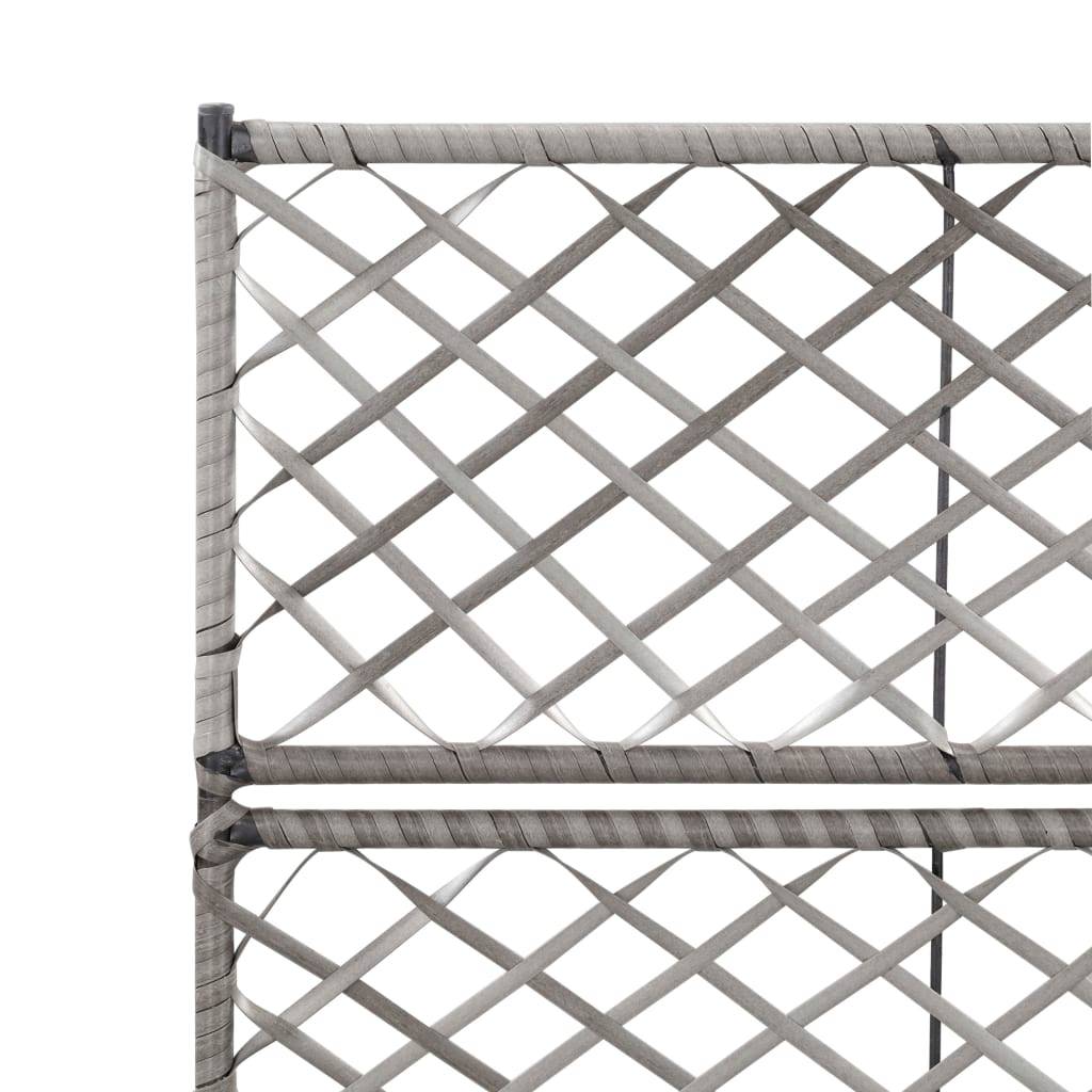 Helloshop26 - Jardinière lit surélevé plantes fleurs jardin en treillis 2 pots 58 x 30 x 107 cm résine tressée gris - Imagen 5