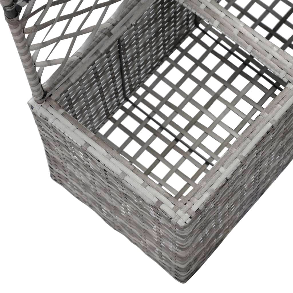 Helloshop26 - Jardinière lit surélevé plantes fleurs jardin en treillis 2 pots 58 x 30 x 107 cm résine tressée gris - Imagen 6